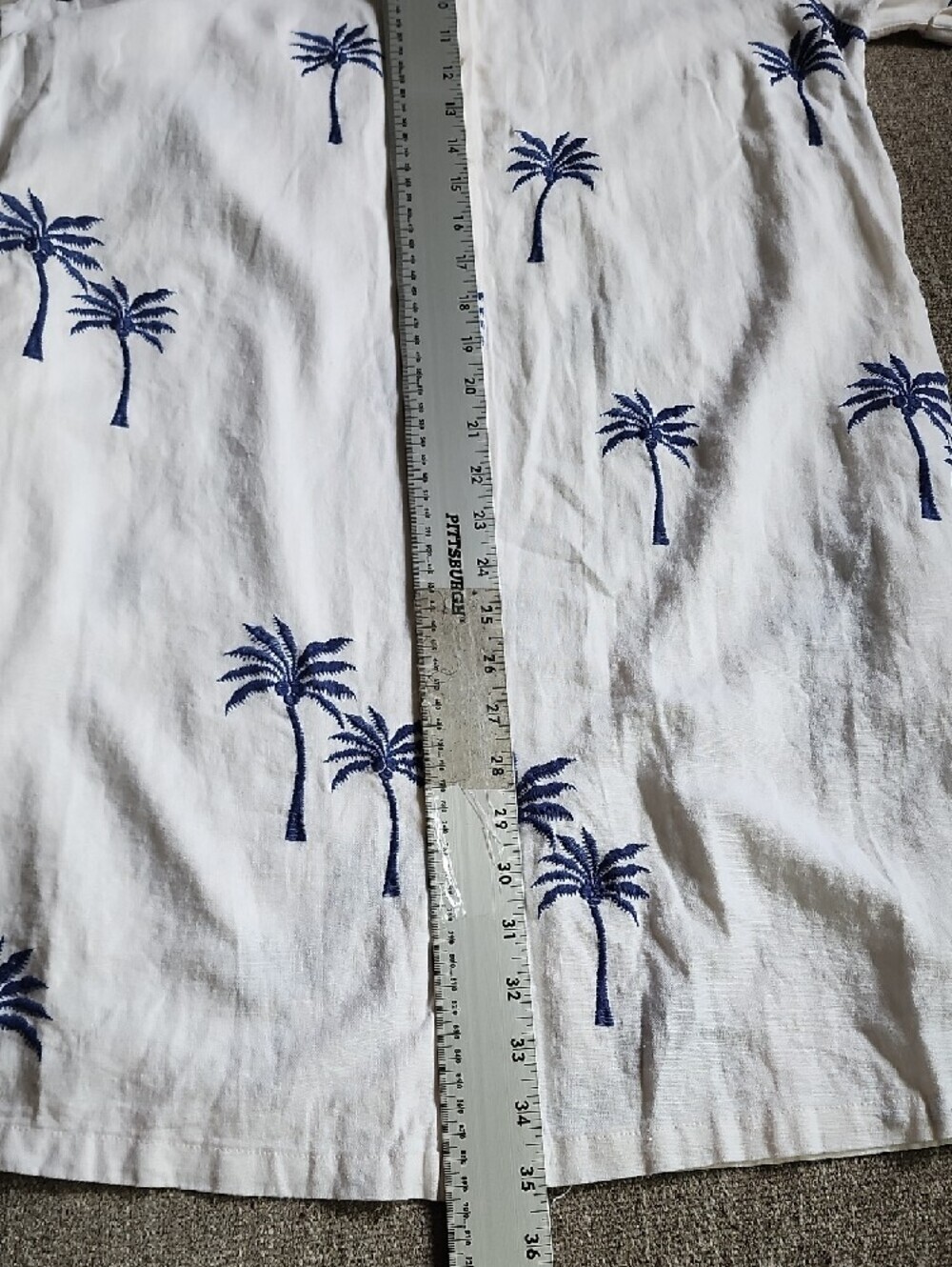 Calypso St. Barth Palm Tree Linen Blend Shirt Dress Coastal Resort - Picture 9 of 11